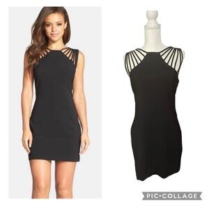 Dress the Population Cora Strappy Shoulder Sheath Dress Black Size Medium - GUC